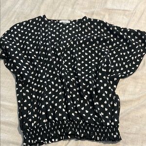 Allison Joy Black and White Flutter Sleeve Top